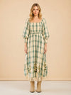 EDDY X MCKENZIE DEPINTO ELOISE DRESS IN GREEN PLAID & FLORAL model_front
