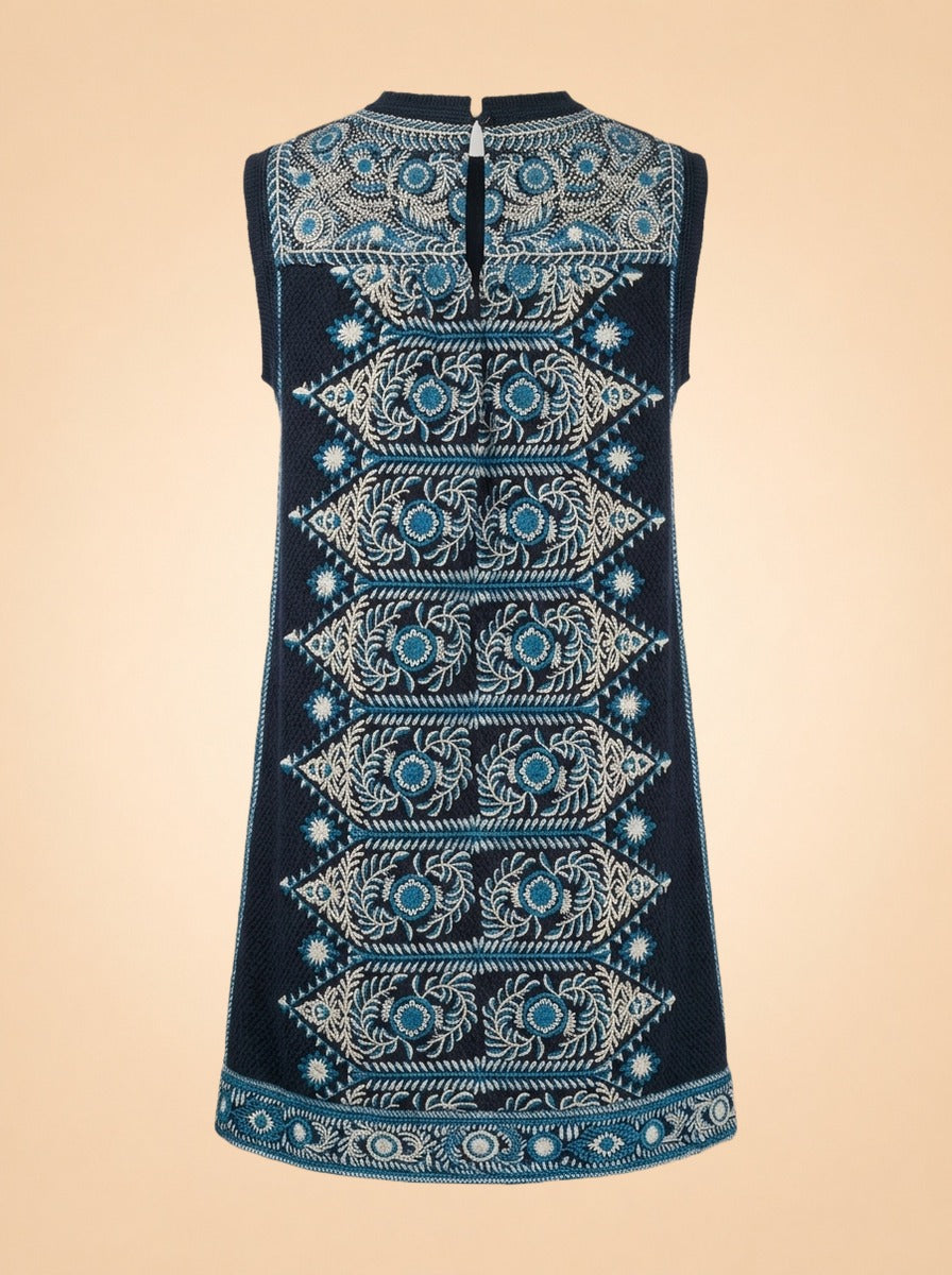 Sea New York Edwina Embroidery Dress (navy/blue) — back