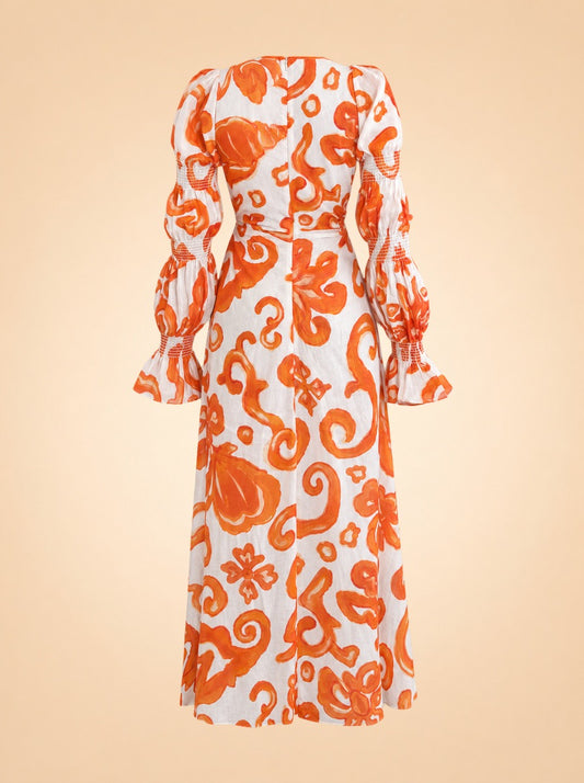 Elis Artemis Print Cut-Out Gown — ghost back