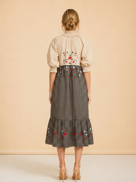 Eliza Embroidered Maxi Dress model_back