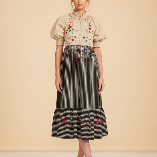Eliza Embroidered Maxi Dress model_front