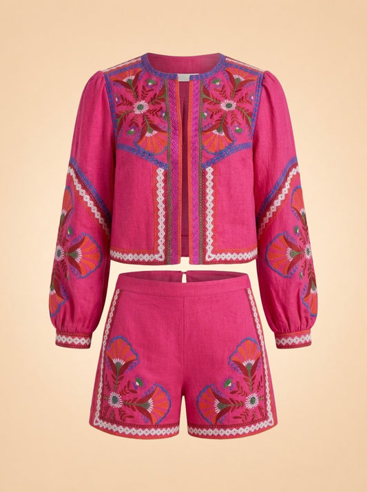 Embroidered Linen Set
