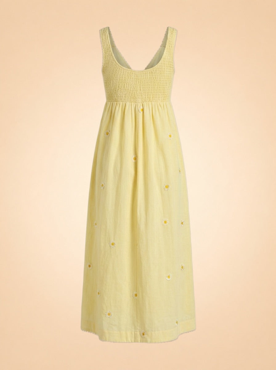 EMILY DRESS IN SOFT BUTTER YELLOW ghost_back