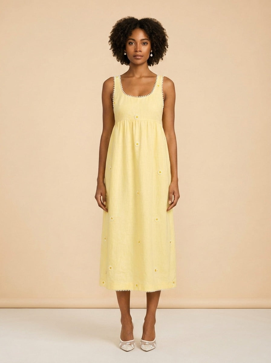EMILY DRESS IN SOFT BUTTER YELLOW model_front
