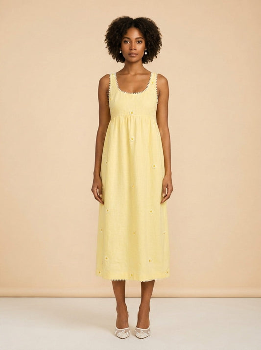 EMILY DRESS IN SOFT BUTTER YELLOW model_front