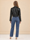 Erin Burnished Leather Biker Jacket model_back