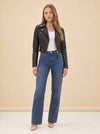 Erin Burnished Leather Biker Jacket model_front
