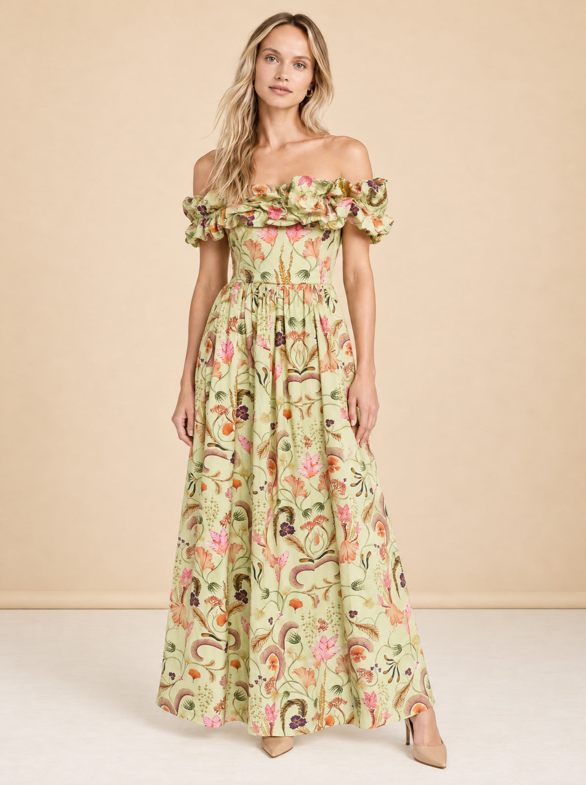 Agua by Agua Bendita Espliego Habitat cotton maxi dress model_front_3