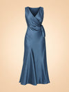 Eva Satin Wrap Midi Dress — ghost front