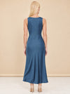 Eva Satin Wrap Midi Dress — model back