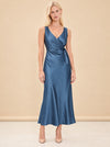 Eva Satin Wrap Midi Dress — model front 2