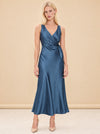 Eva Satin Wrap Midi Dress — model front