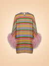 Exclusive La Isla Daisy Feather-Trimmed Silk Caftan ghost_back