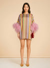 Exclusive La Isla Daisy Feather-Trimmed Silk Caftan model_front