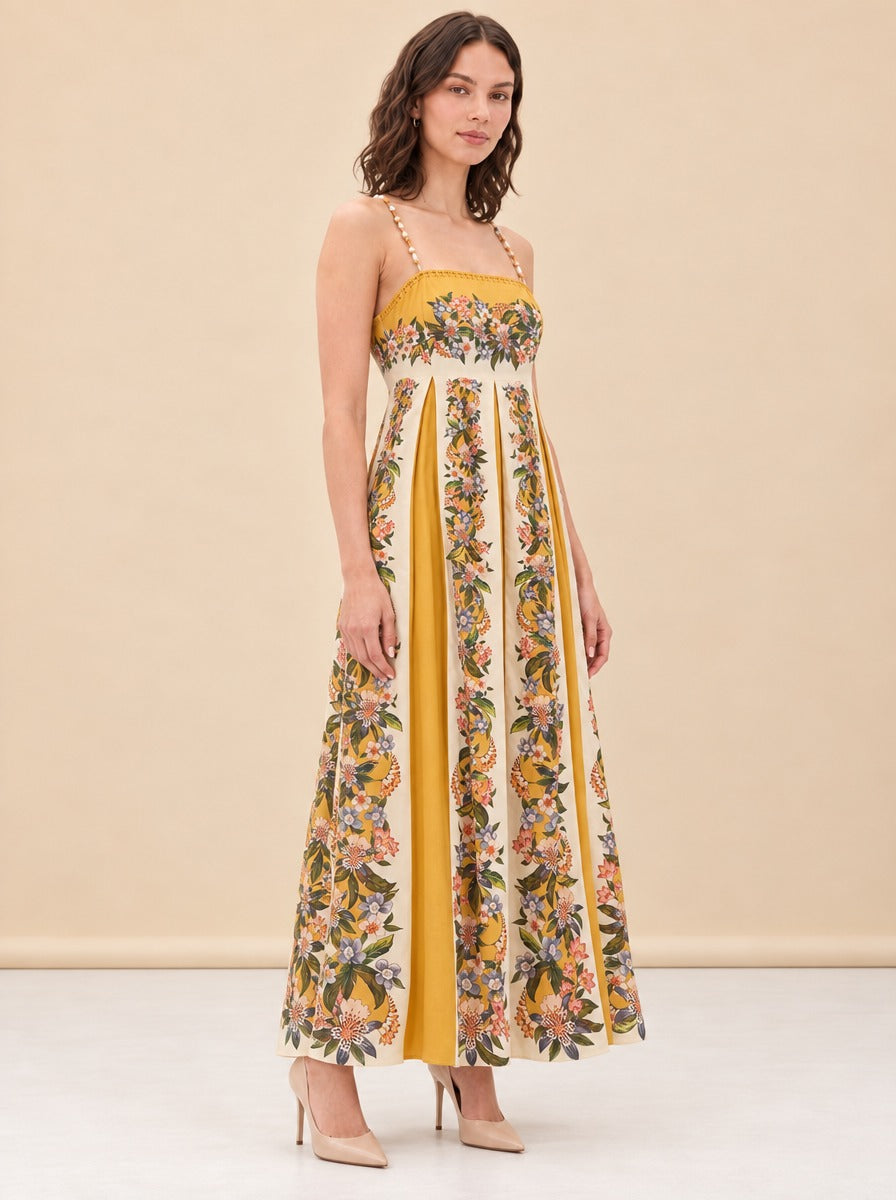 Hilo Stripes Floral Beaded-Strap Maxi Dress — model front 2