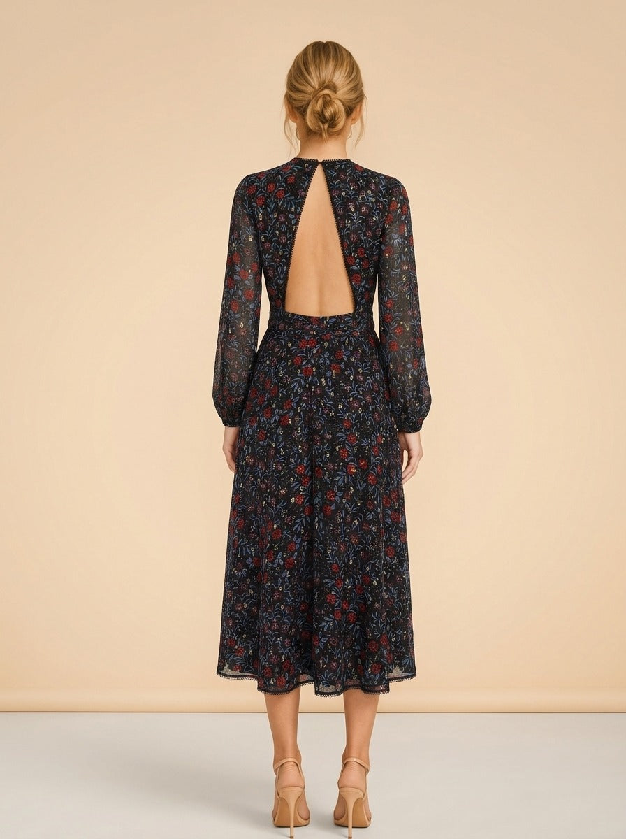 Cynthia Rowley Floral Midi model back