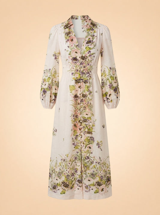 Floral Print Linen Dress ghost_front