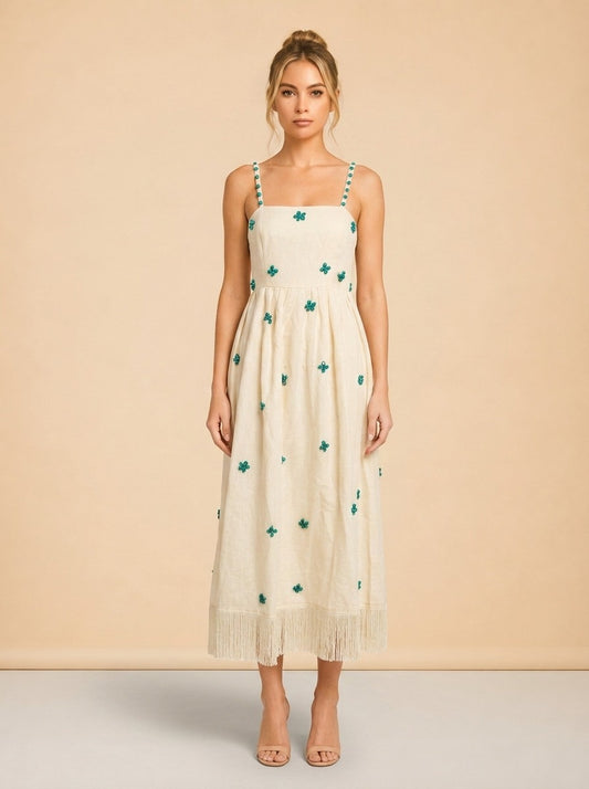 Floral Print Midi Length Dress w/ Tags model_front