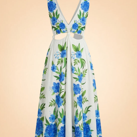 Floral Print Midi Length Dress