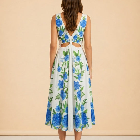 Floral Print Midi Length Dress