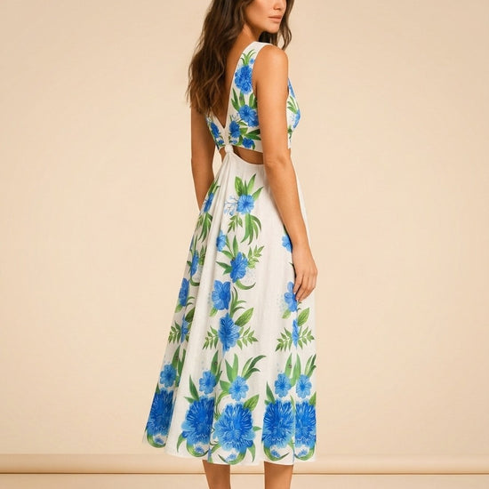 Floral Print Midi Length Dress