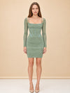 Freyja Green Gathered Corset Dress model_front