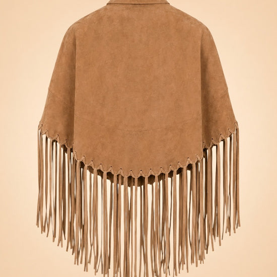 Genuine Suede Leather Fringe Cape ghost_back