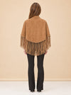 Genuine Suede Leather Fringe Cape model_back