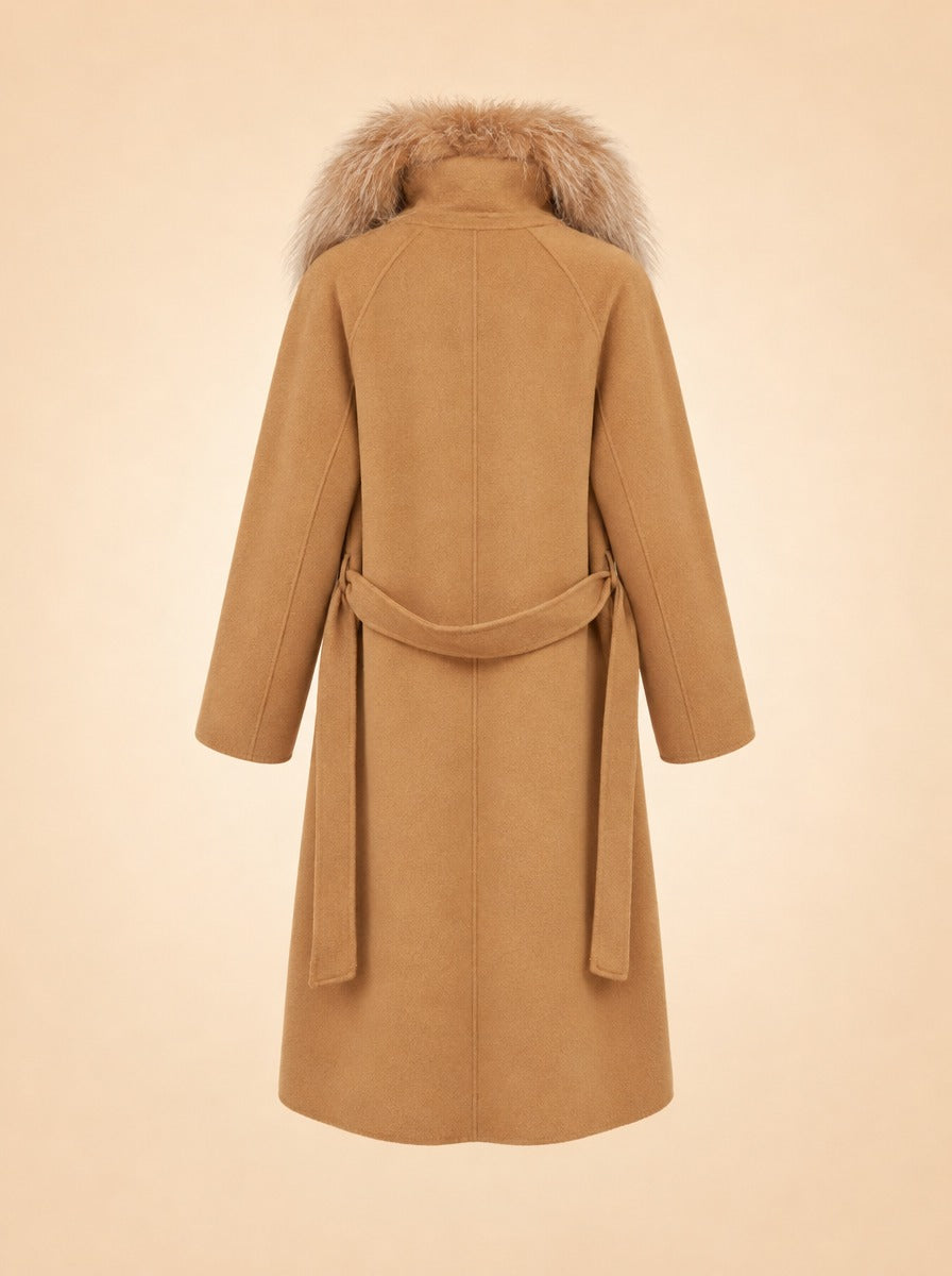 Fur Shawl Collar Cashmere Coat ghost_back