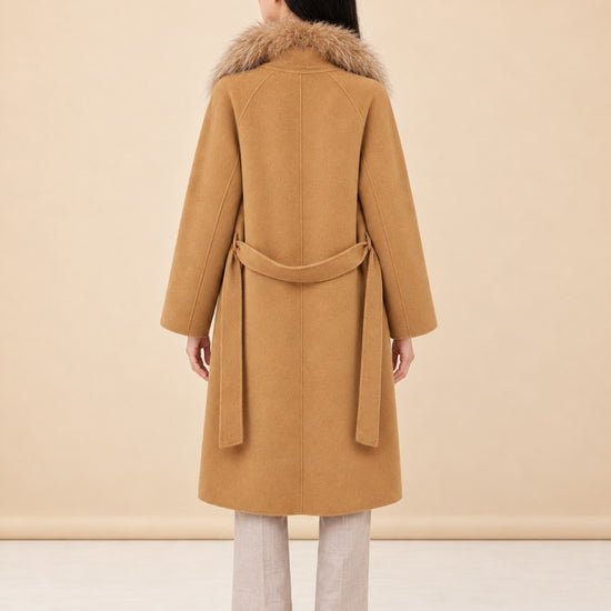 Fur Shawl Collar Cashmere Coat model_back