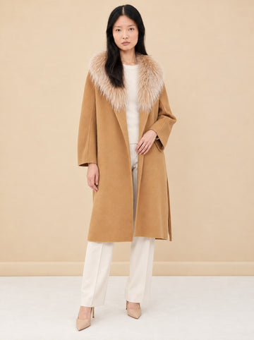 Fur Shawl Collar Cashmere Coat model_front
