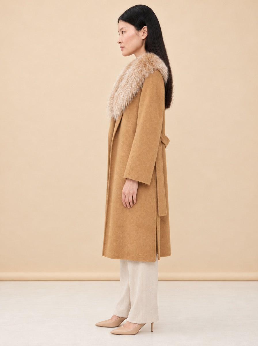 Fur Shawl Collar Cashmere Coat model_side