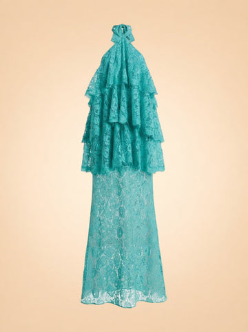 Gaia Tiered Lace Maxi Halter Dress — Third Form