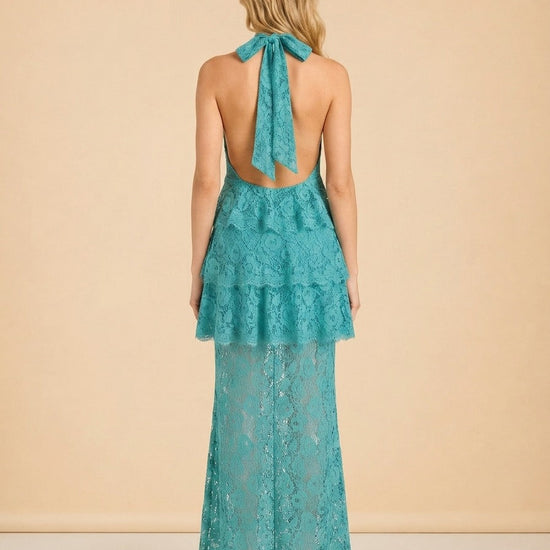 Gaia Tiered Lace Maxi Halter Dress — Third Form
