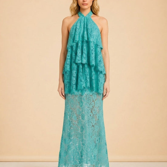 Gaia Tiered Lace Maxi Halter Dress — Third Form