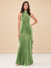 Gala Pleated Halter Top & Maxi Skirt Set - Venom