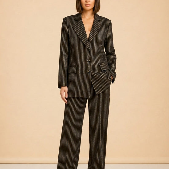 Gold and Navy Blazer Set model_front