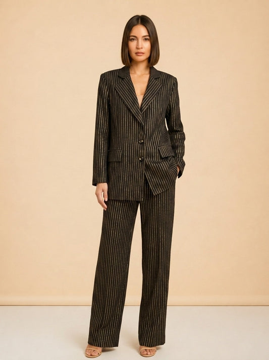 Gold and Navy Blazer Set model_front