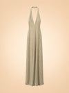 Gold Sparkle Plunge Halter Gown — ghost front