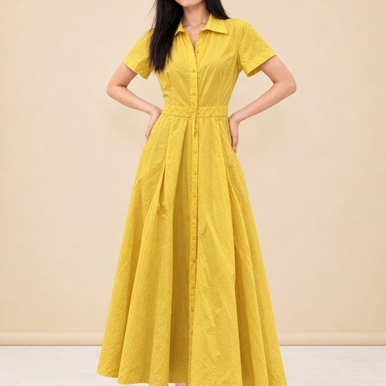 Felicity Button-Front Maxi Shirt Dress — model front 3