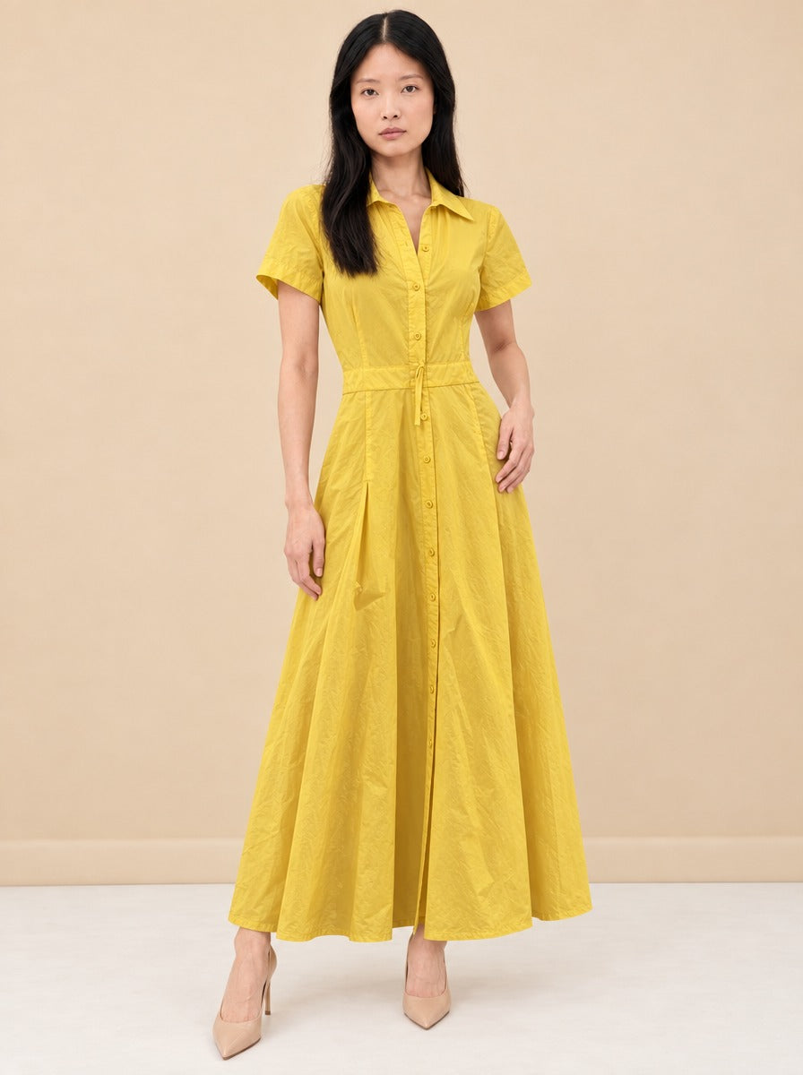 Felicity Button-Front Maxi Shirt Dress — model front