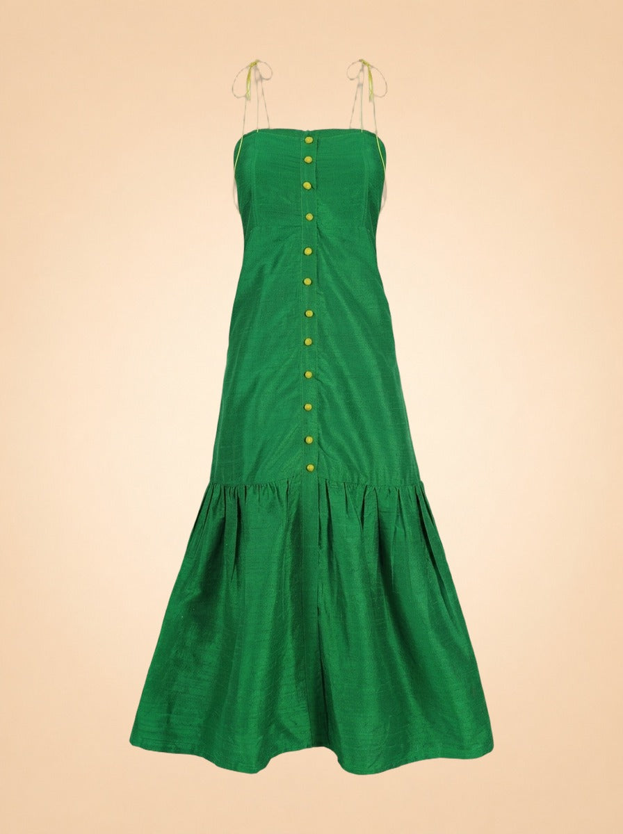 Green Marbella Silk Dress — HESS