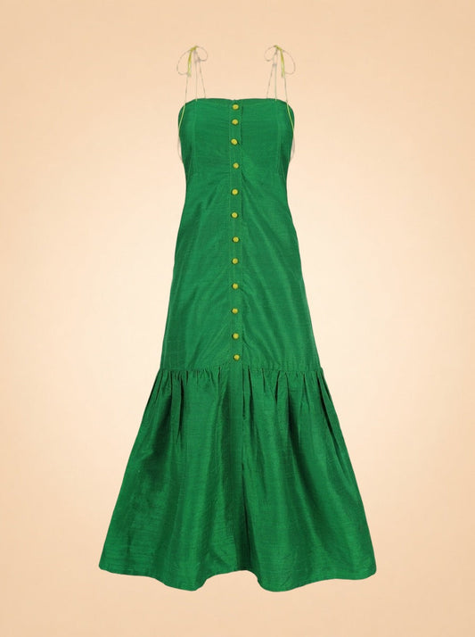 Green Marbella Silk Dress — HESS