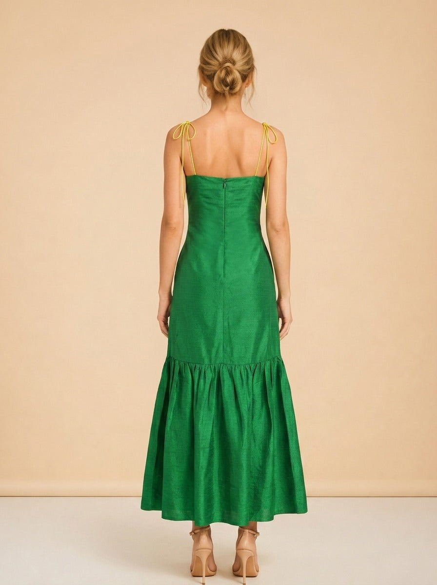 Green Marbella Silk Dress — HESS