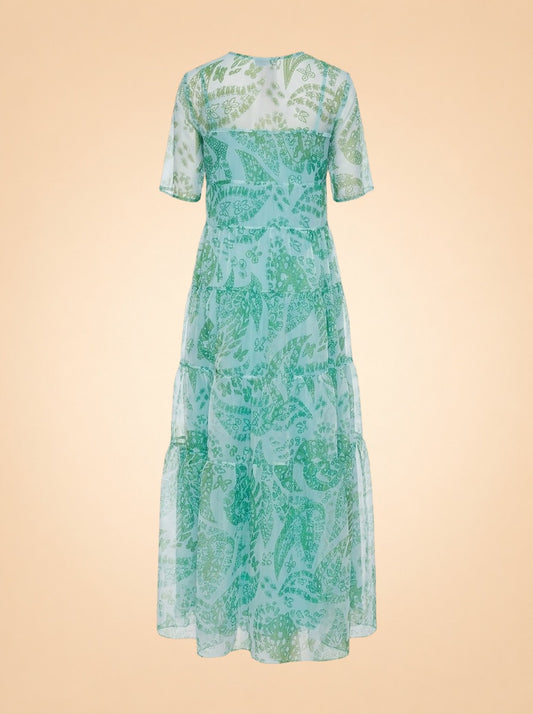 Green Paisley Floral Dress ghost_back