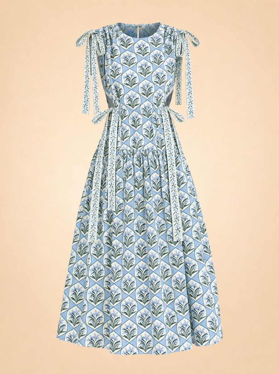 Guaguanco Chan Chan Celeste Midi Dress - Blue ghost_front