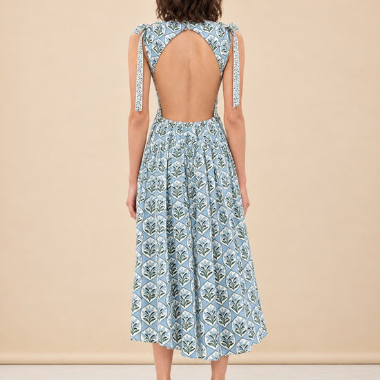 Guaguanco Chan Chan Celeste Midi Dress - Blue model_back