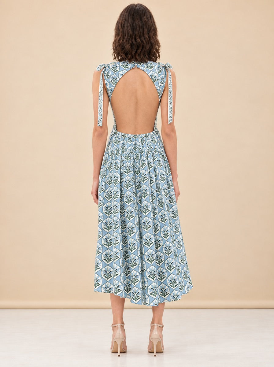 Guaguanco Chan Chan Celeste Midi Dress - Blue model_back