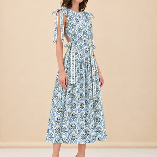 Guaguanco Chan Chan Celeste Midi Dress - Blue model_front_2
