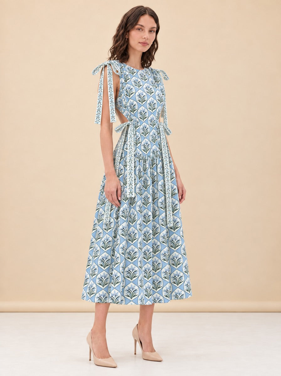 Guaguanco Chan Chan Celeste Midi Dress - Blue model_front_2